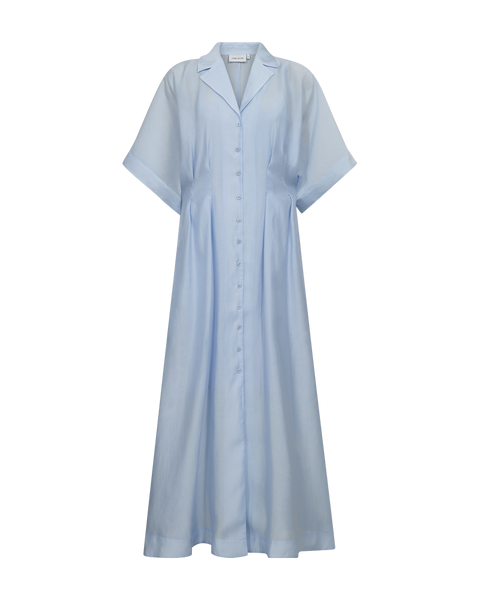 light blue uniform dress CCHYZKSO Nurse Dress for Women Button Down Lapel Short Sleeve Scrub Uniforms Housekeeping Salons Spa Pocket Work Dresses 01-Light Blue at Amazon Women's Clothing store