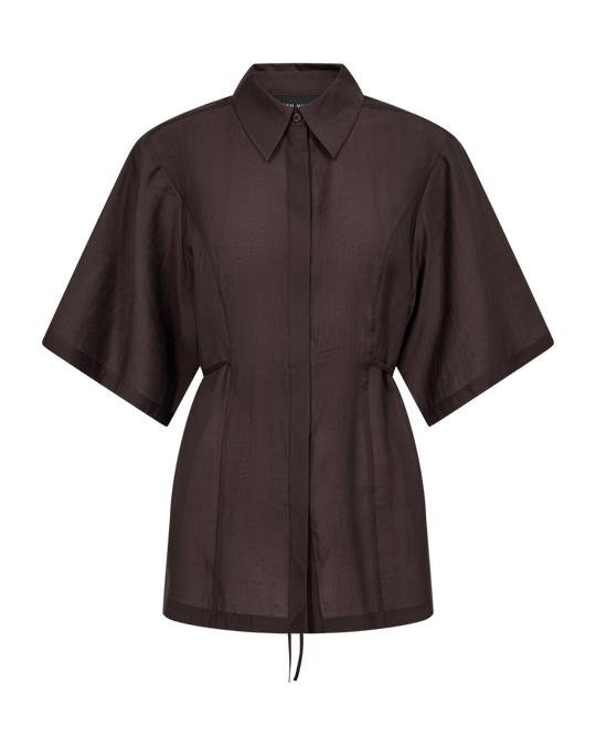 CMMOLLY - SHIRT WITH TIE IN BROWN