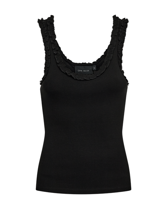 CMSIV - TOP WITH RUFFLED DETAILS IN BLACK