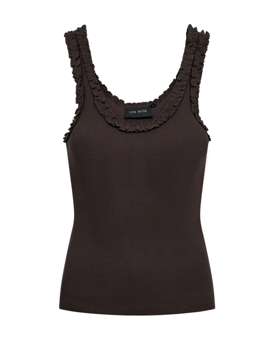 CMSIV - TOP WITH RUFFLED DETAILS IN BROWN