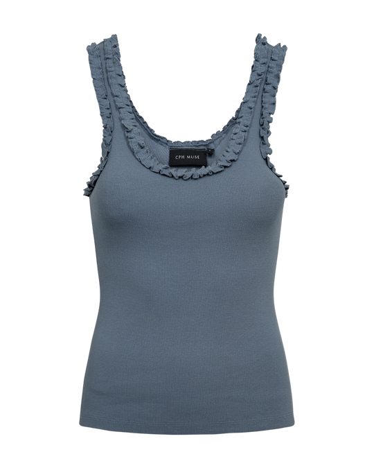 CMSIV - TOP WITH RUFFLED DETAILS IN BLUE