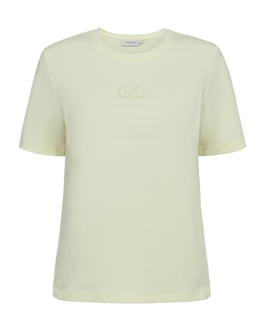 CMMUSE - T-SHIRT WITH EMBROIDERED LOGO DETAIL IN LIGHT YELLOW