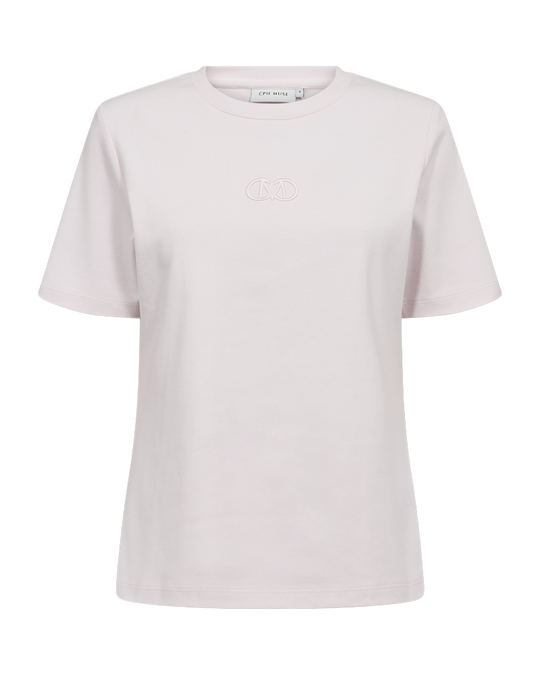 CMMUSE - T-SHIRT WITH EMBROIDERED LOGO DETAIL IN ROSA