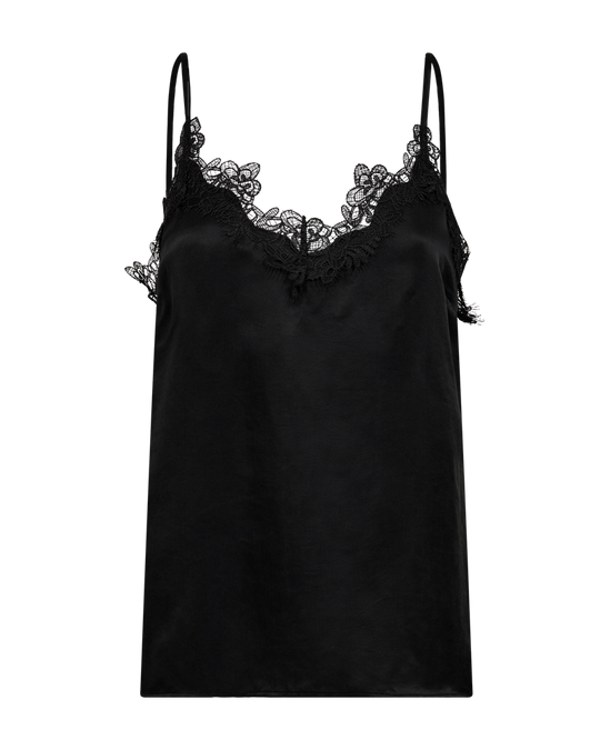 CMSILIA -  SATIN TOP WITH LACE IN BLACK
