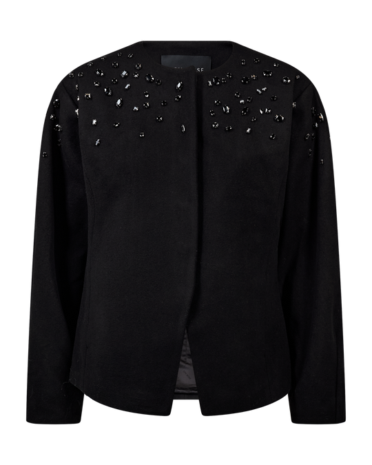 CMMARGOT – JACKET WITH PEARL DETAILS IN BLACK