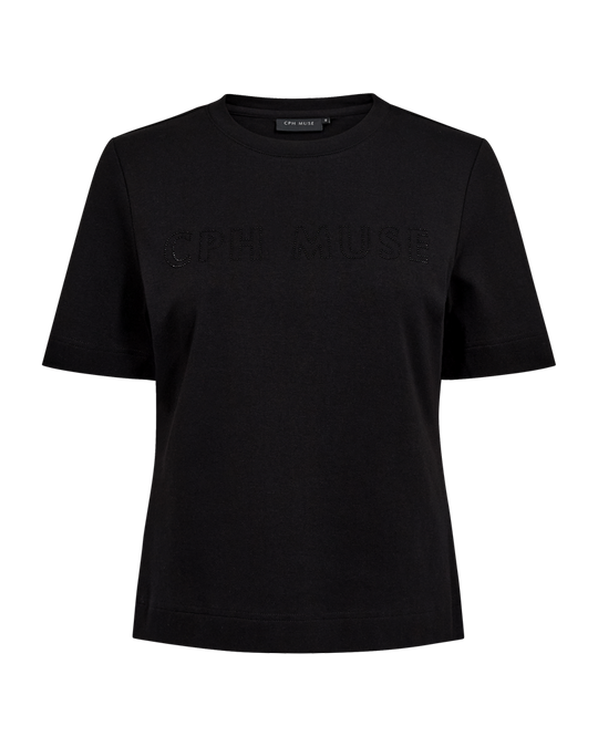 CMMUSE - T-SHIRT WITH LOGO IN BLACK