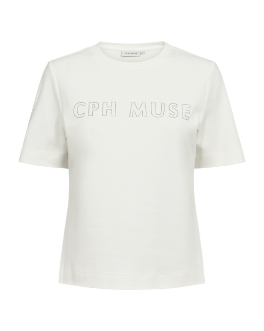 CMMUSE - T-SHIRT WITH LOGO IN WHITE