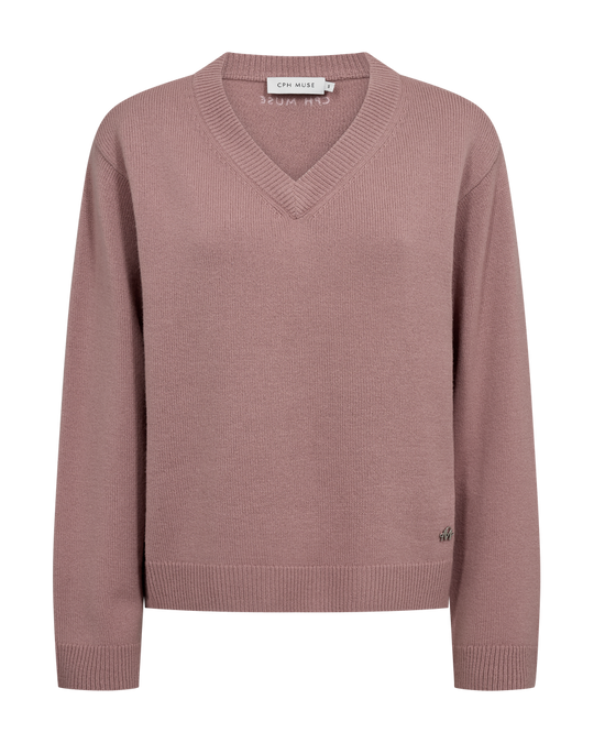 CMSIENNA - V-NECK PULLOVER IN ROSE
