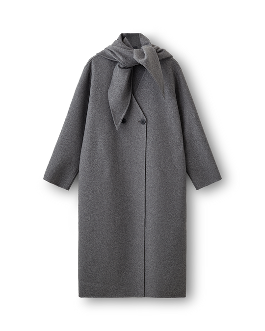 CMWILLA – COAT WITH DETACHABLE SCARF IN GREY