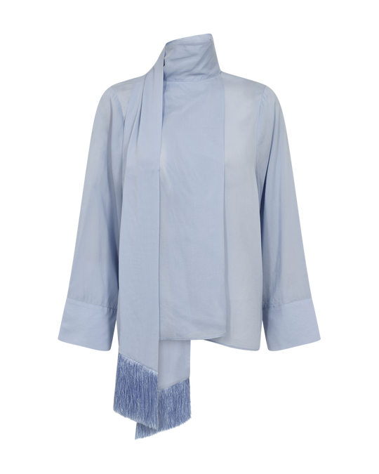 CMNELLY – BLOUSE WITH SCARF DETAIL IN BLUE