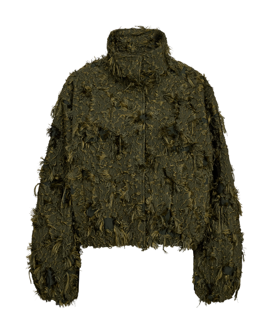 CMJANY – SHORT JACKET WITH A HIGH COLLAR IN GREEN