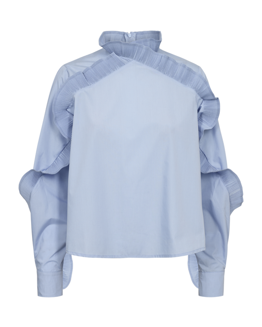 CMPLEAT – BLOUSE WITH A HIGH COLLAR IN BLUE