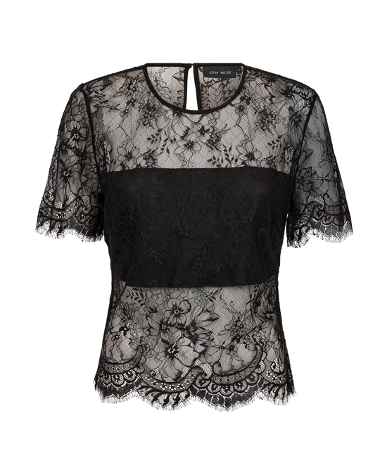 CMLEA – BLOUSE WITH LACE IN BLACK